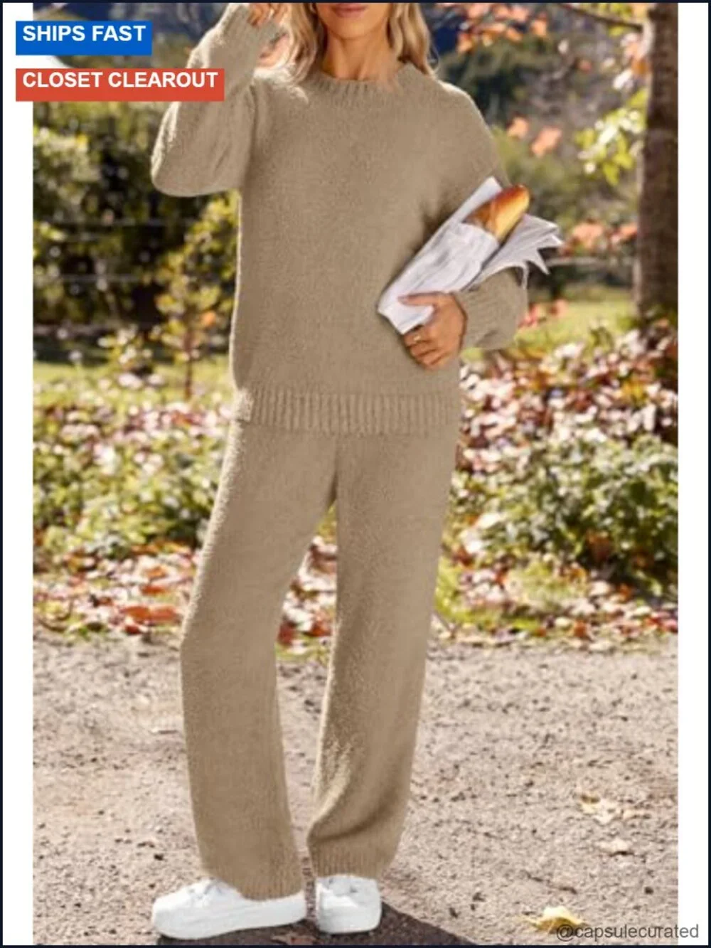 Womens Pajama Sets Fall Lounge Sweater Set Fuzzy Fleece 2 Piece Long Sleeve